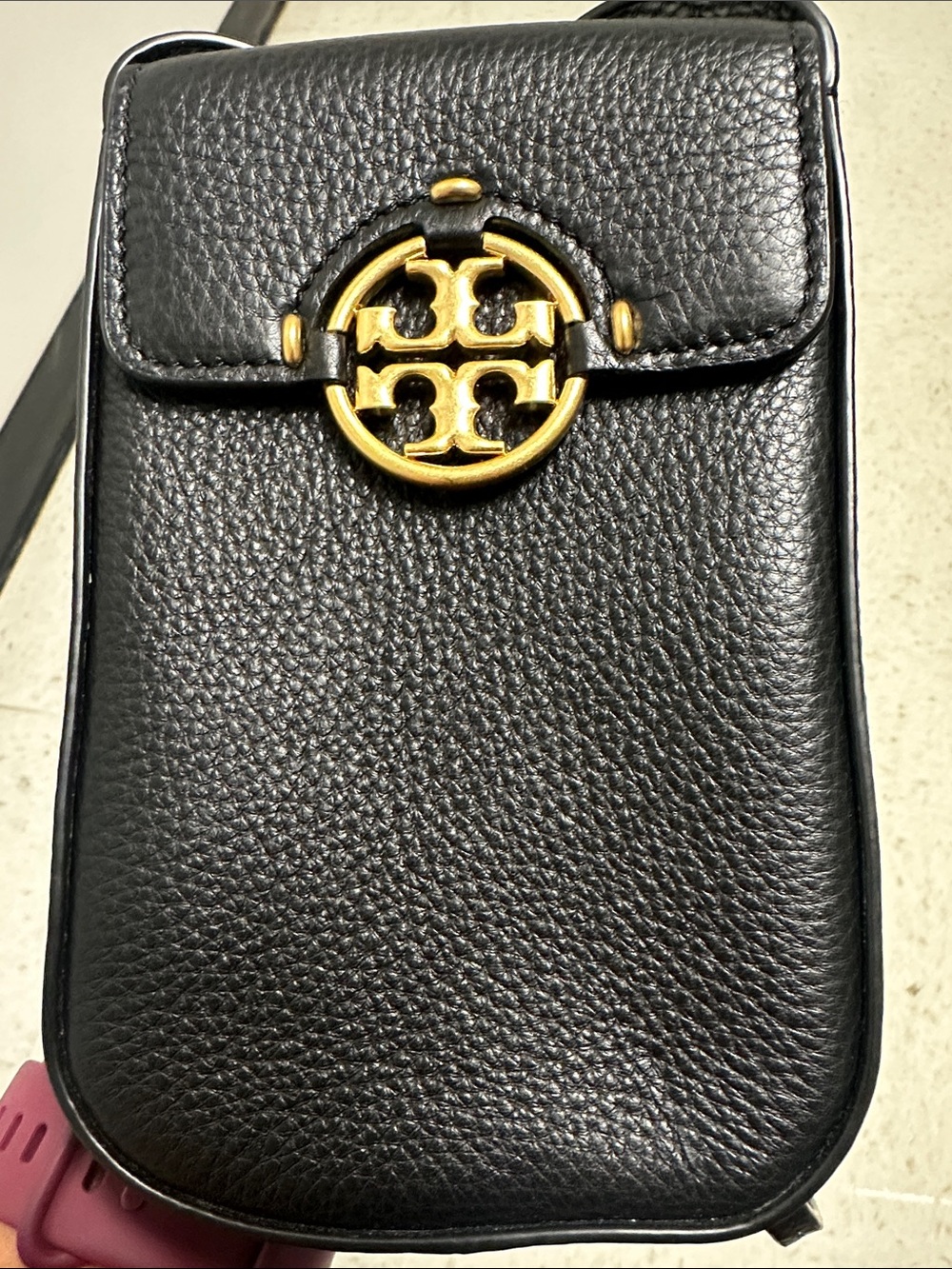 Tory Burch Miller Leather Smartphone Crossbody Bag (Black/Gold Hardware)